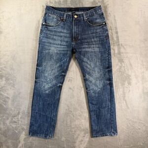 Paper Denim & Cloth Slim Straight Jeans Men's Size 34x30 Dark Blue Denim